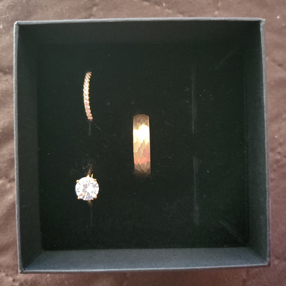 Wedding ring set 925 sterling silver gold plated.
